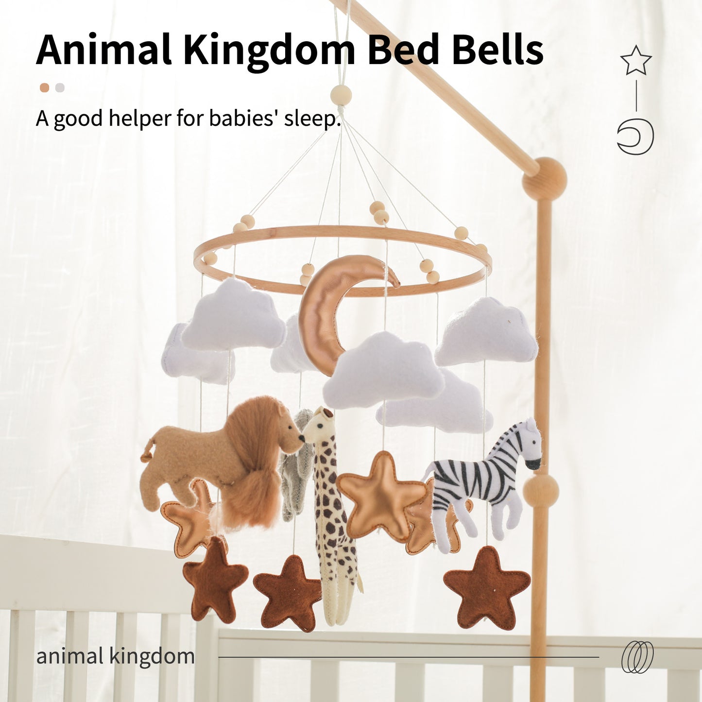 Forest Animal Crib Mobile - Soft Felt Bed Bell Wind Chimes