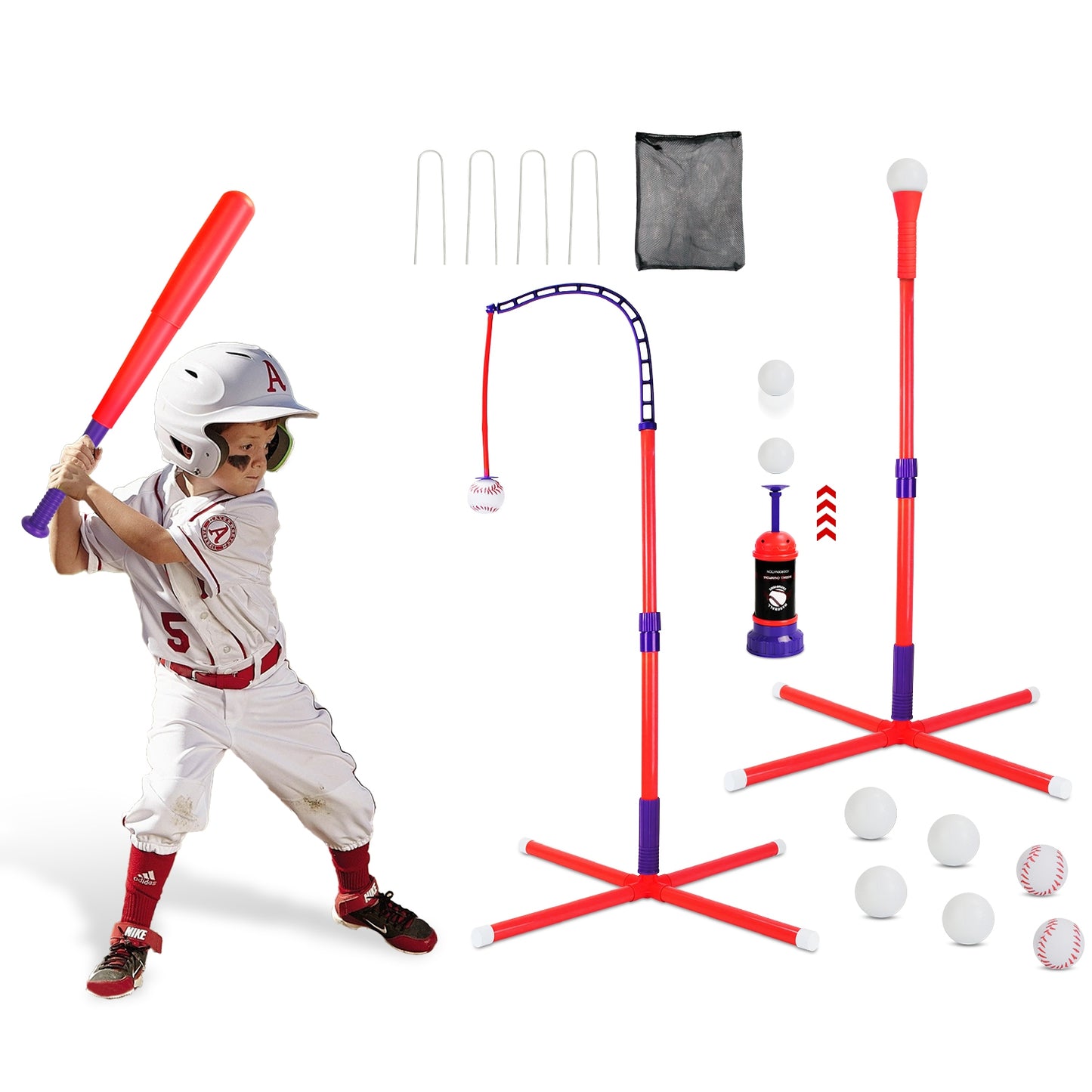 3-in-1 Baseball Toy Set with Adjustable Height