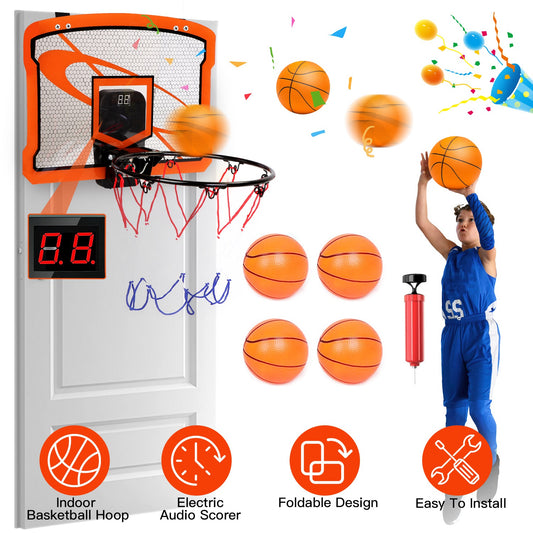 Indoor Mini Basketball Hoop Set with Electronic Scorer