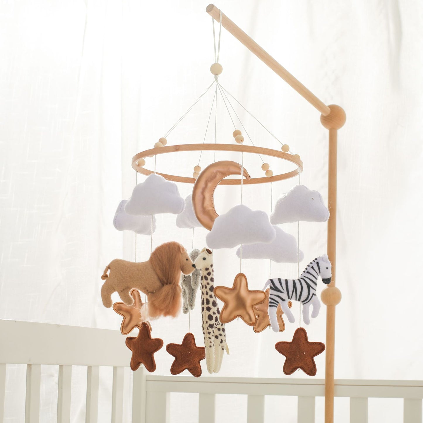 Forest Animal Crib Mobile - Soft Felt Bed Bell Wind Chimes
