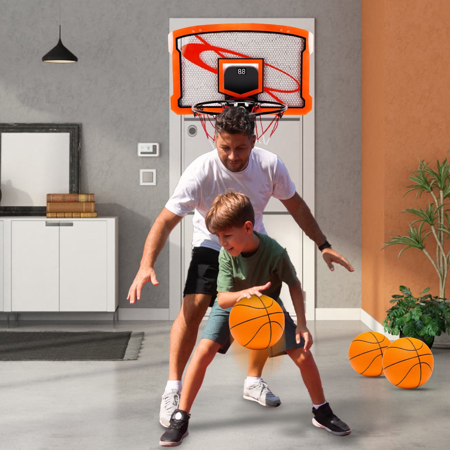 Indoor Mini Basketball Hoop Set with Electronic Scorer