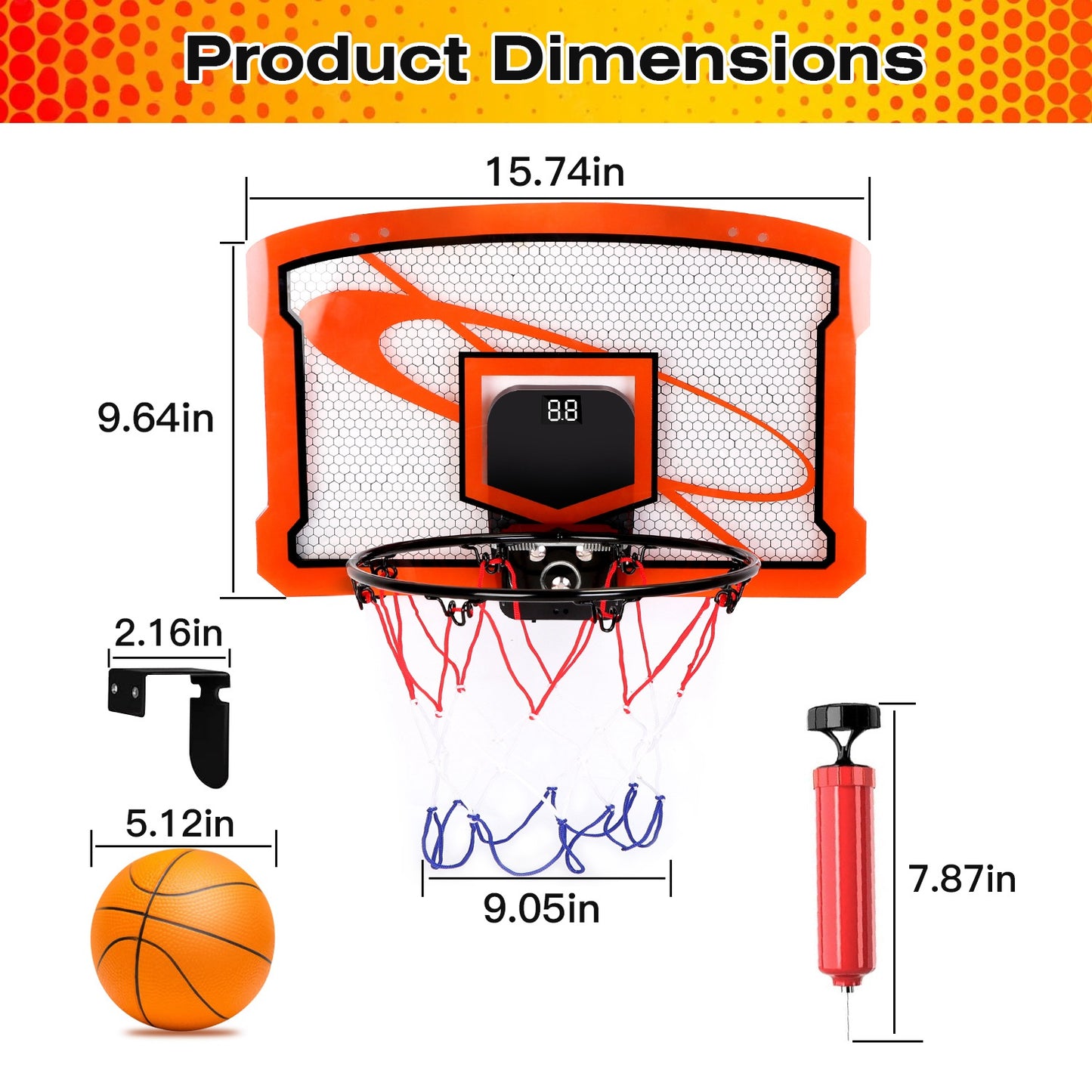 Indoor Mini Basketball Hoop Set with Electronic Scorer