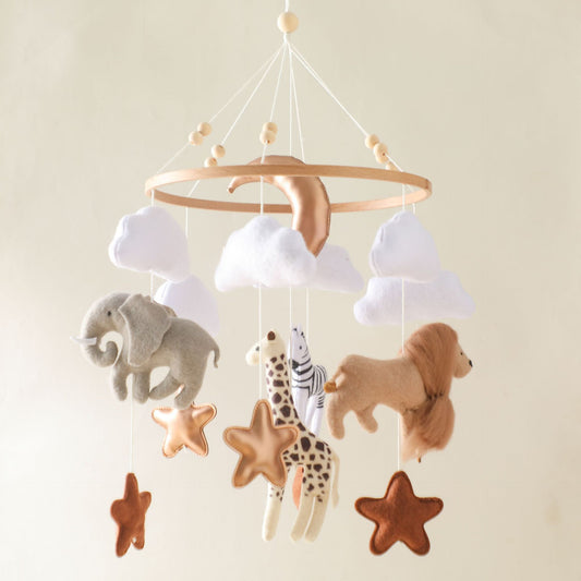 Forest Animal Crib Mobile - Soft Felt Bed Bell Wind Chimes
