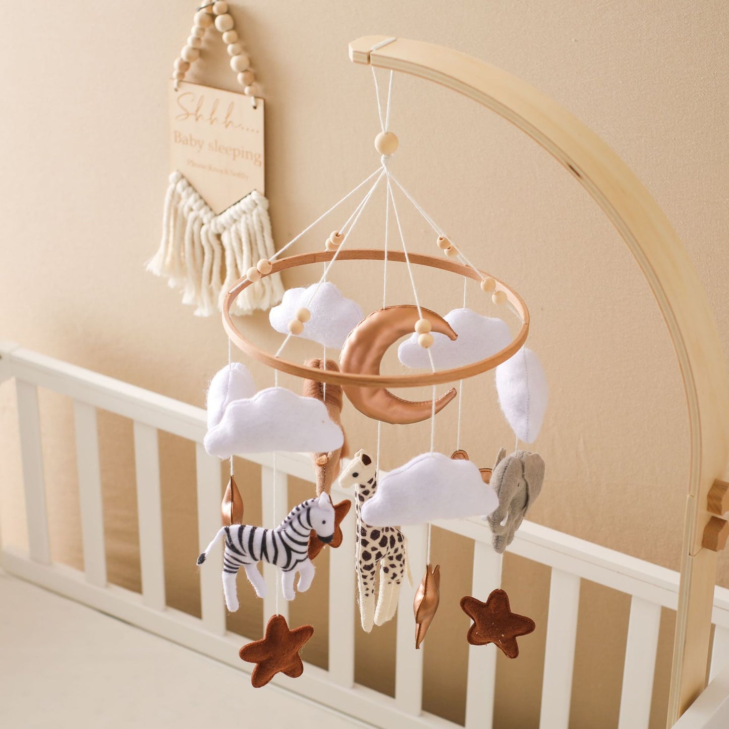 Forest Animal Crib Mobile - Soft Felt Bed Bell Wind Chimes
