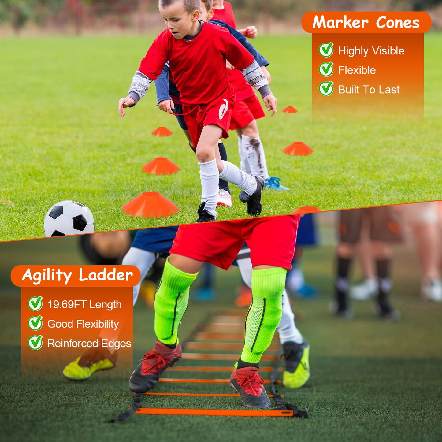 Kids Soccer Goals Training Set with Agility Ladder