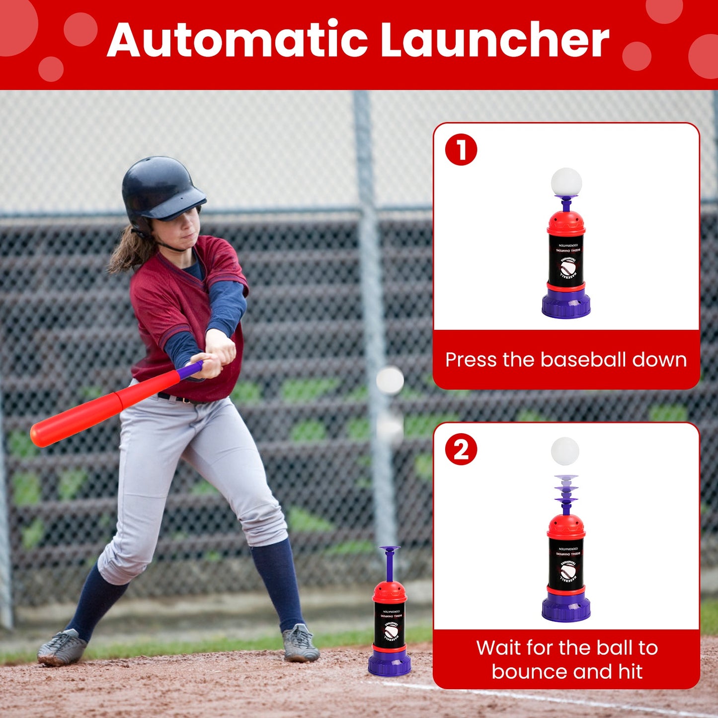 3-in-1 Baseball Toy Set with Adjustable Height