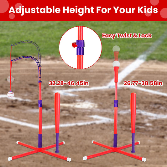 3-in-1 Baseball Toy Set with Adjustable Height